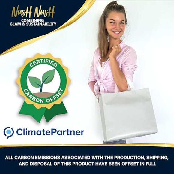 White Gift Bags Large Size –Set of 12 Shiny White Reusable Gift Bags With Handle - Picture 3 of 5